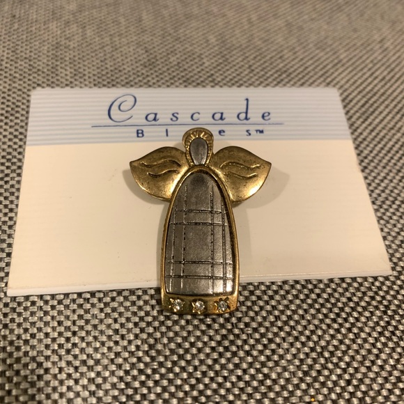 NEW Cascade Blues Two Tone Angel Pin w/Rhinestone Accents - Picture 3 of 6